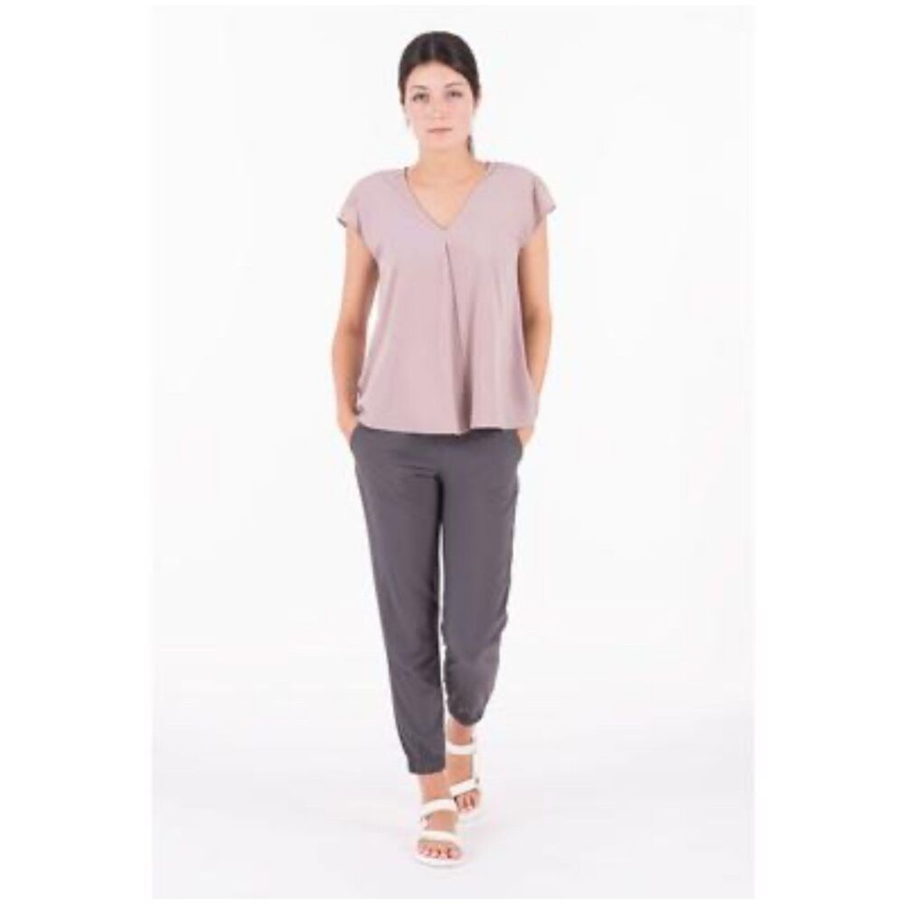 Indygena Karui V-Neck Blush Pink Cap Sleeve T-Shirt Top Women’s Large